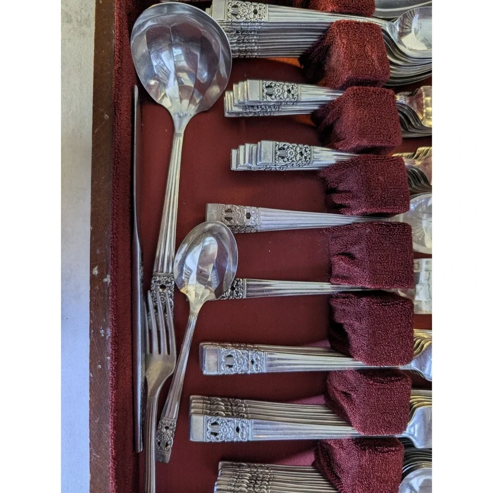 Vintage 1936 Coronation Silverware Set by Community Plate - Original Box 110 PCS